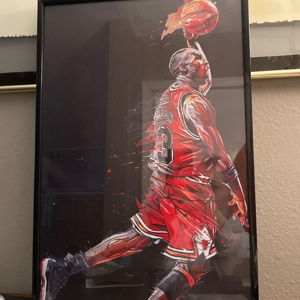 Vinyl Poster Framed of MJ Bulls 23 Dunk